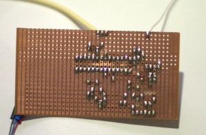 Solder-side view of the board